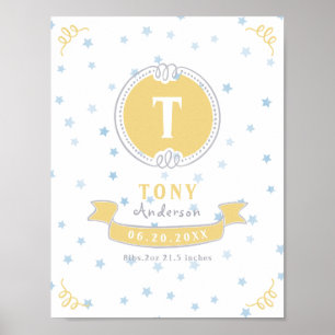 Den nyfödda pojken personlig baby keepsakes monogr poster