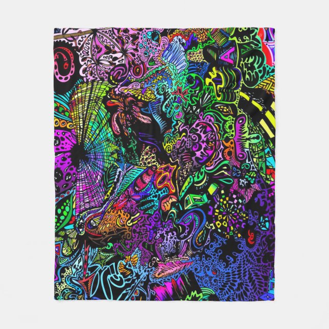 Den oändliga Psychedelic regnbågen dimensionerar Fleecefilt (Framsidan)