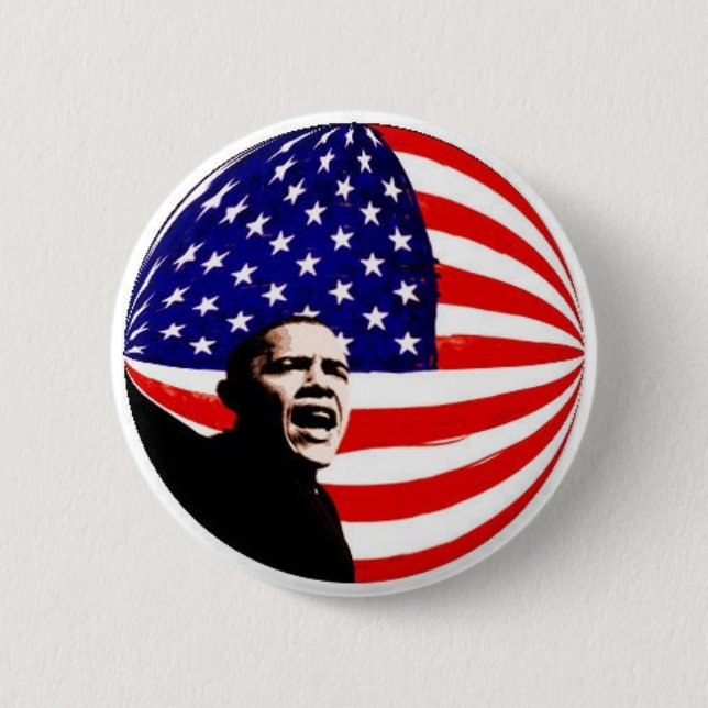 Den Obama US flagga knäppas Knapp (Framsida)