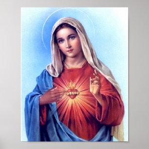 Den obefläckade hjärtan av den Mary affischen Poster