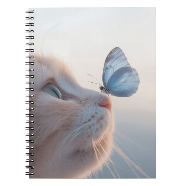 Den obehagliga bärbara datorn Cat & Blue Butterfly Anteckningsbok (Framsidan)