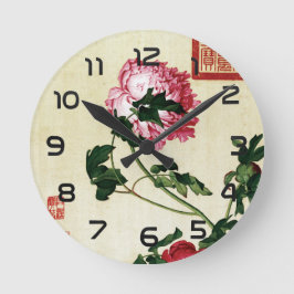 Den odödliga Peony Fine Art Rund Klocka
