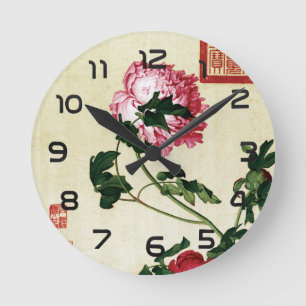 Den odödliga Peony Fine Art Rund Klocka
