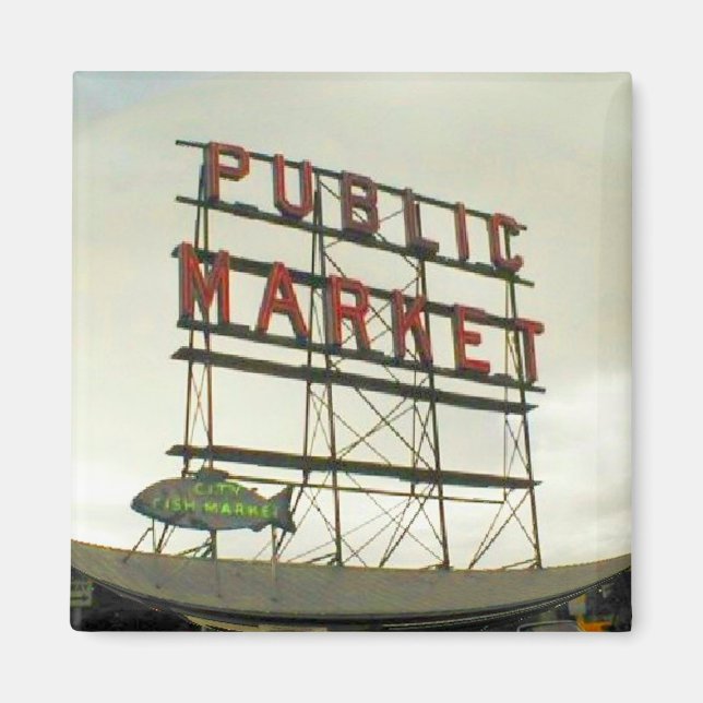 Den offentliga marknaden i Seattle, WA Magnet (Framsidan)