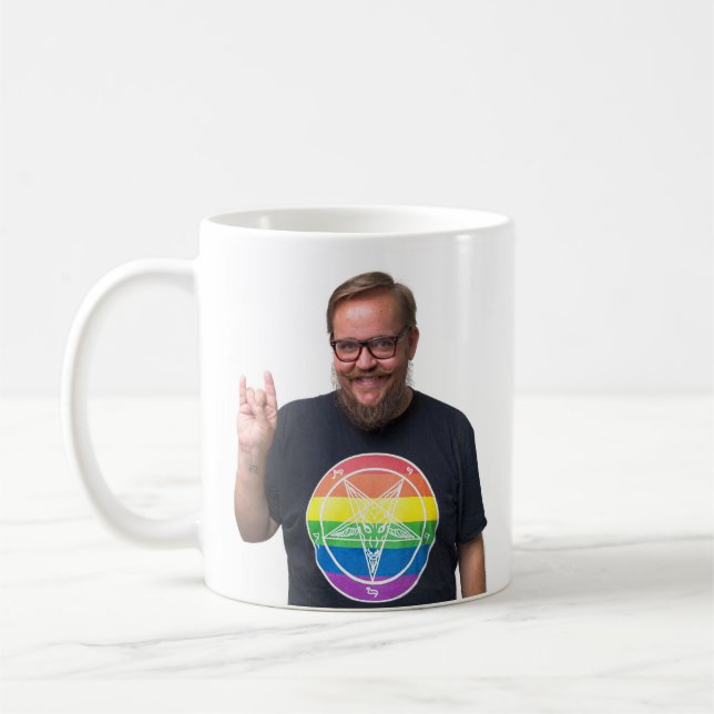 Den officiella HomoSatanis muggen Kaffemugg (Vänster)