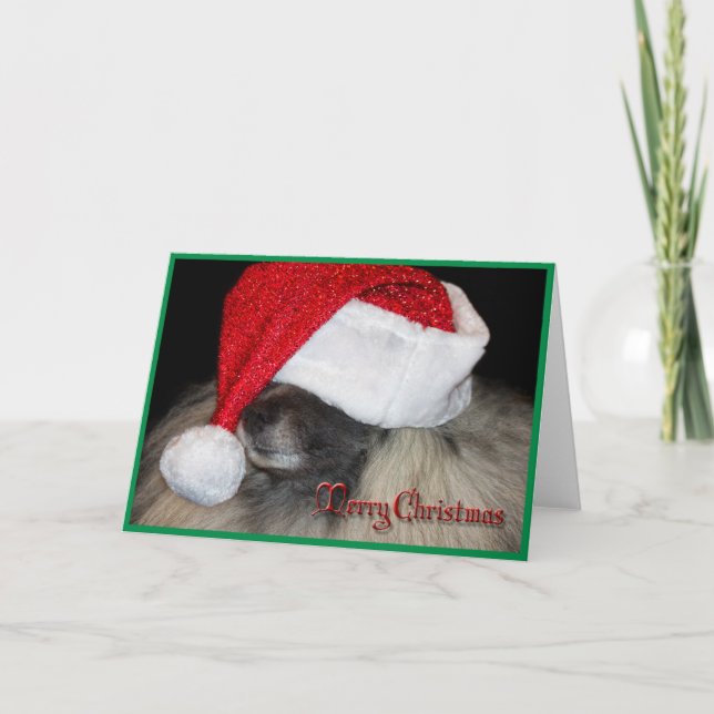 Den okända Santaen tafsar hälsningkortet! Helgkort (Framsida)