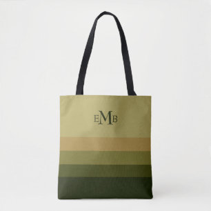 Den olivgröna grenpaletten görar randig monogram tygkasse