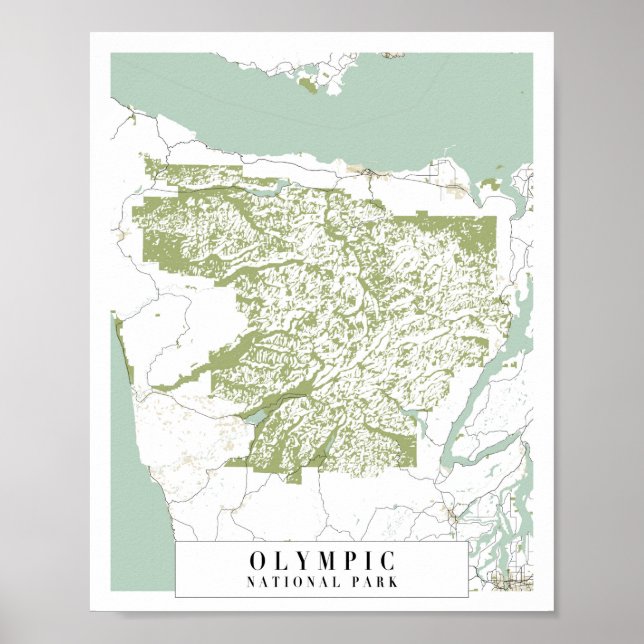 Den olympiska nationalparken Retro Street Karta Poster (Framsidan)