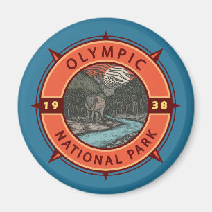 Den olympiska nationalparken Roosevelt Elk Retro C Magnet