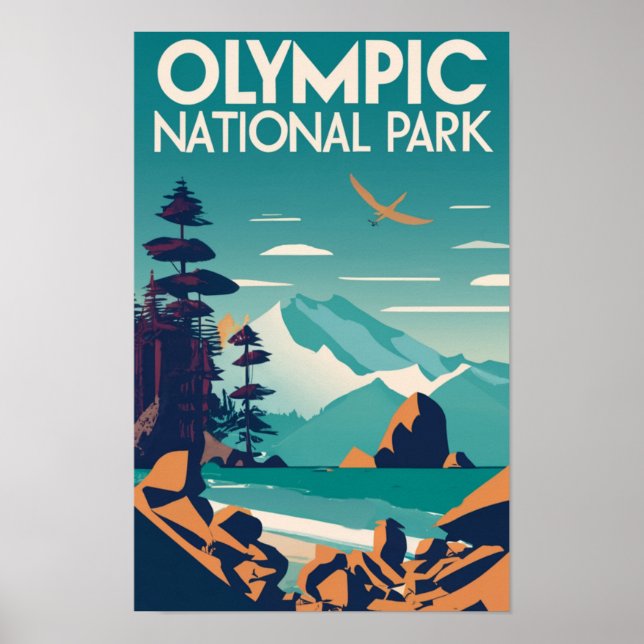 Den olympiska nationalparken Washington Rocky Beac Poster (Framsidan)