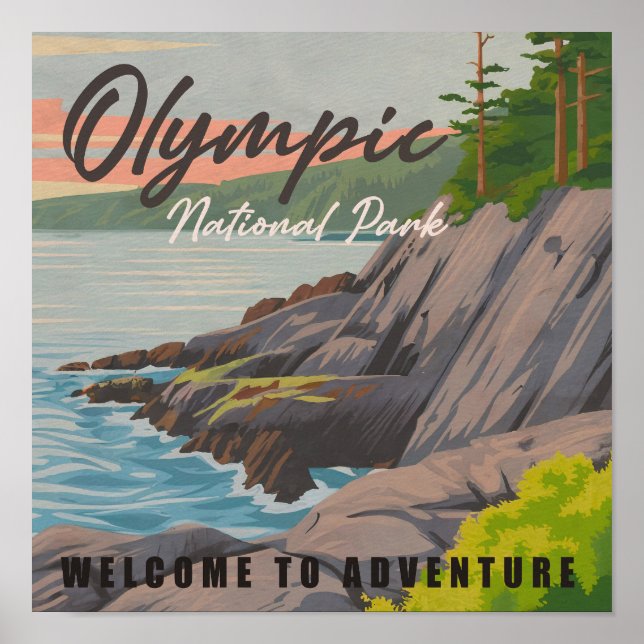 Den olympiska nationalparken Washington Vintage So Poster (Framsidan)
