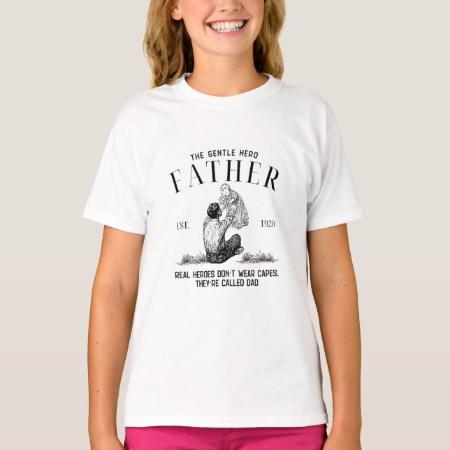 Den ömma hjälten pappa vintage stil t-shirt (Framsida)