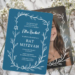 Den ömtåliga botaniska ANPASSNINGSBARNA PHOTO Pub  Inbjudningar<br><div class="desc">Perfekt-kort för att tillkännage ett bat mitzvah, pub mitzvah eller annat judiskt firande! Hand plockade delikata löv-trimma konst åt dig! FULLT ANPASSADE! Klicka på "Anpassa" ovan om du vill redigera texten. Klicka på "Redigera med Design verktyg" om du vill justera typsnitt, färg och placeringar och lägga till ditt foto på...</div>