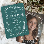 Den ömtåliga botaniska ANPASSNINGSBARNA PHOTO Pub  Inbjudningar<br><div class="desc">Perfekt-kort för att tillkännage ett bat mitzvah, pub mitzvah eller annat judiskt firande! Hand plockade delikata löv-trimma konst åt dig! FULLT ANPASSADE! Klicka på "Anpassa" ovan om du vill redigera texten. Klicka på "Redigera med Design verktyg" om du vill justera typsnitt, färg och placeringar och lägga till ditt foto på...</div>