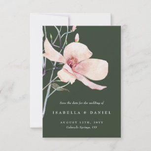 Den ömtåliga Grönten Magnolia Bröllop spara datum Inbjudningar