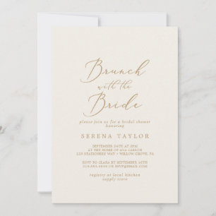 Den ömtåliga Guld och Cream Brunch med Bride Inbjudningar