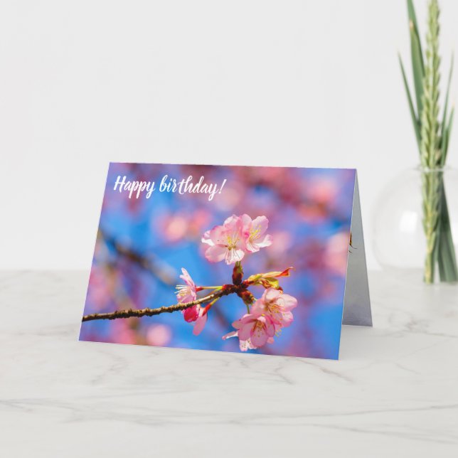 Den ömtåliga Sakura-utdelningen mot Blå himmel Kort (Framsida)