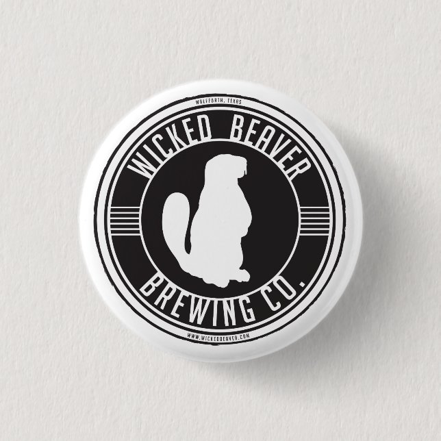 Den onda bäver som bryggar Co., klämmer fast Knapp (Framsida)