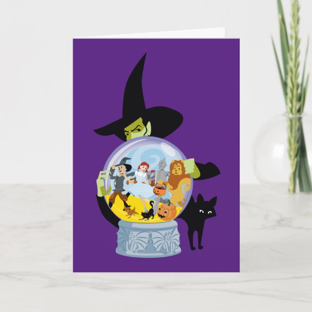 Den onda häxans kristallkula Halloween Kort (Framsida)