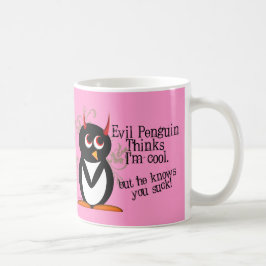 Den onda pingvinet suger du muggen - rosa! kaffemugg
