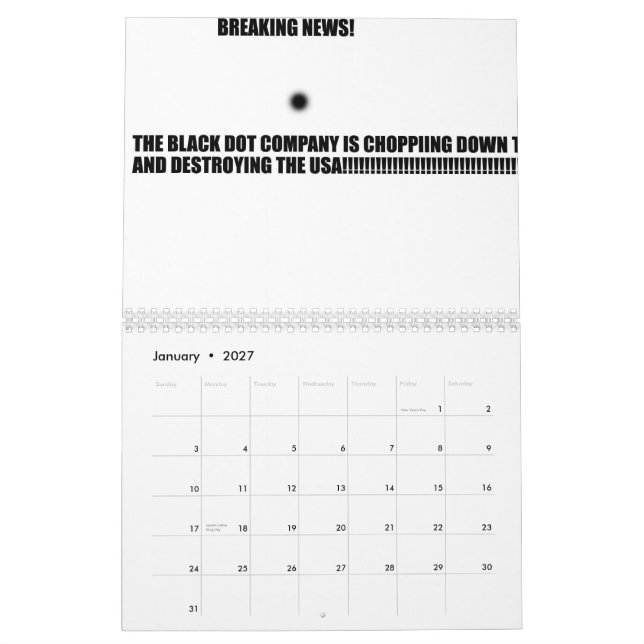 Den onda svarten pricker kalendern kalender (Jan 2027)