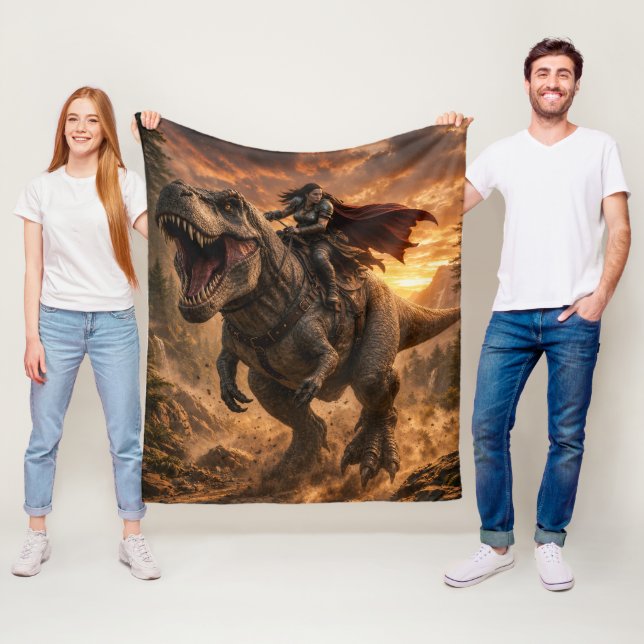 Den orädda dinosaurieföraren fleecefilt (På plats)