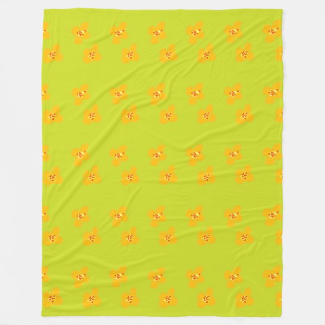 Den orange blomfilt fleecefilt (Framsidan)
