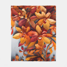 Den orange blommiga mönsterdesignen fleecefilt