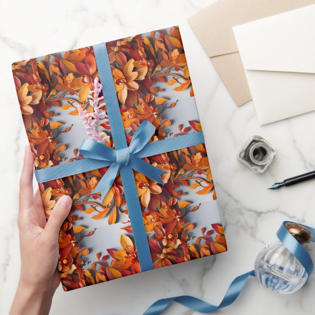 Den orange blomster Mönsterdesign Presentpapper (Gifting)