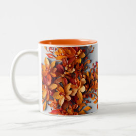 Den orange blomster Mönsterdesign Två-Tonad Mugg