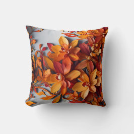 Den orange blomsterformsmönsterdesignen kudde