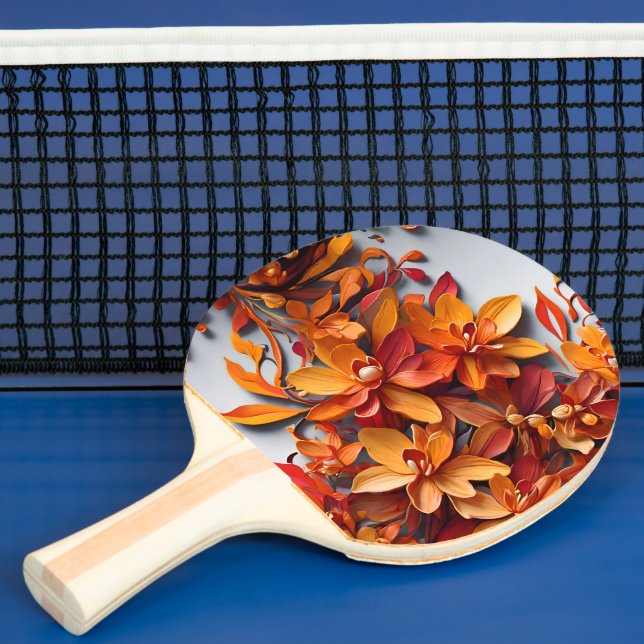 Den orange blomsterformsmönsterdesignen pingisracket (Insitu)