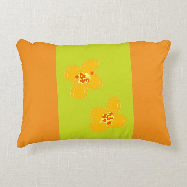 Den orange blomsterkudden prydnadskudde (Framsidan)