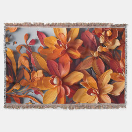 Den orange blomsterlöstermönsterdesignen filt