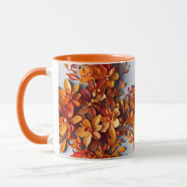 Den orange blomstermönstrade tvåtonskaffekoppen mugg