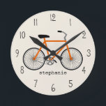Den orange cykeln tar tid på rund klocka<br><div class="desc">En ta tid på som presenterar presentera en illustration av en orange cykel. Personifiera med ditt namn.</div>