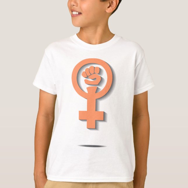 Den orange feministiska venusspegeln undertecknar t-shirt (Framsida)