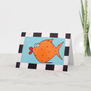 Den orange fisken noterar kortet kort