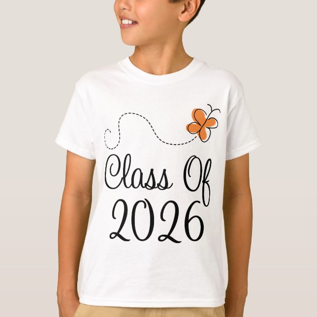 Den orange fjärilen klassificerar av 2026 t shirt (Framsida)