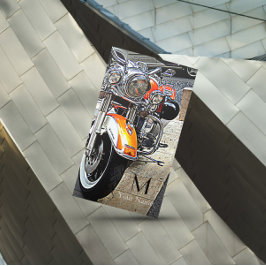 Den orange motorcykeln visitkort