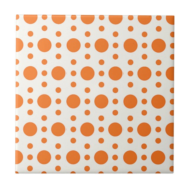 Den orange polkaen pricker Retro design Kakelplatta (Framsidan)