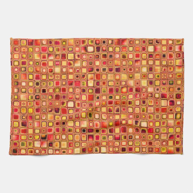 Den orange texturerade mosaiken "för terrakottan" kökshandduk (Horisontell)