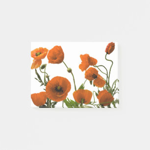 Den orange vallmon blommar vattenfärgblommönster post-it block