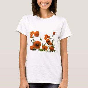 Den orange vallmon blommar vattenfärgblommönster t shirt