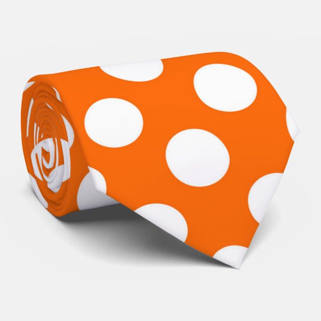 Den orange vitpolkaen pricker mönstertien slips (Rullad)