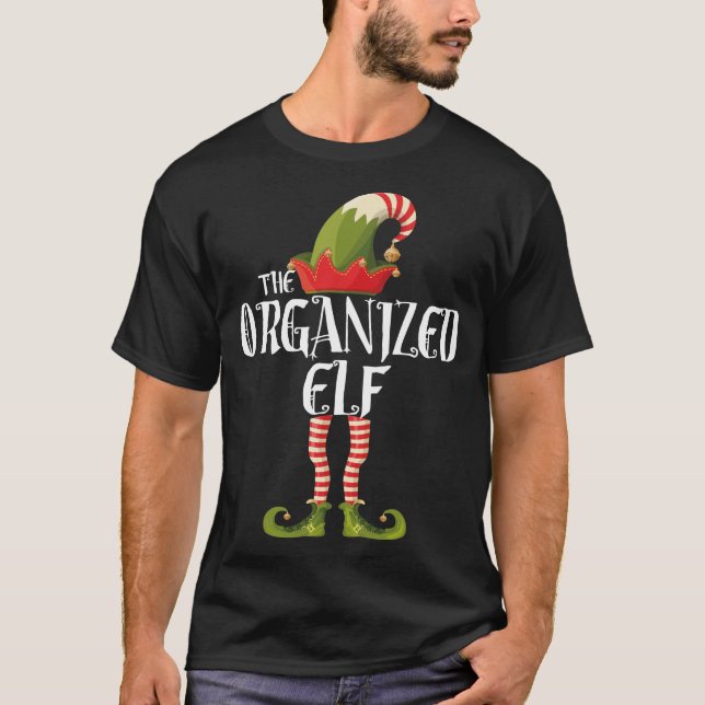 den organiserade elfamiljens självmatchande jul t shirt (Framsida)