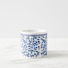 Den orientaliska Chinan Himmel Blue Löv White Desi Espressomugg