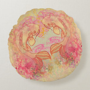 Den orientaliska Koi carpen, runda dämpar Rund Kudde