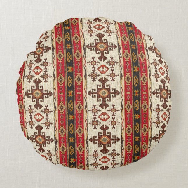 Den orientaliska turkiska Mönster-rundan Pillow Rund Kudde (Framsidan)