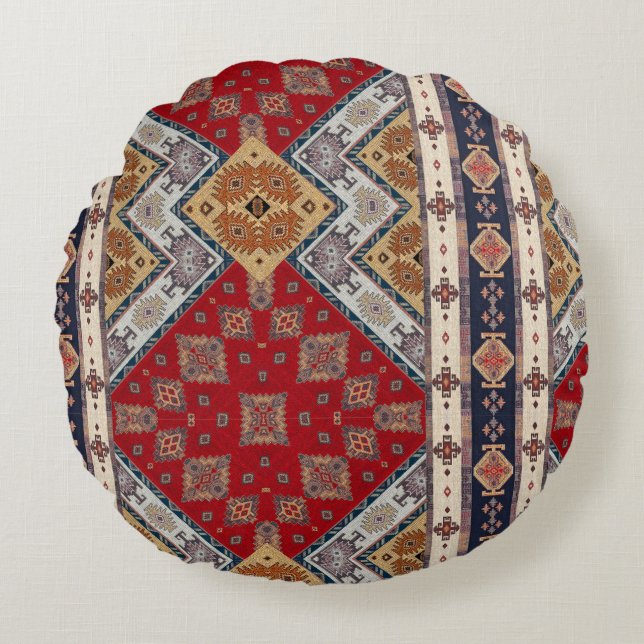 Den orientaliska turkiska Mönster-rundan Pillow Rund Kudde (Framsidan)